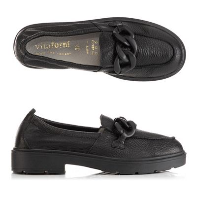VITAFORM Damen-Slipper Hirschleder Ketten-Detail Sohle Svenja