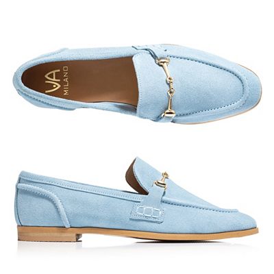 VIA MILANO Damen-Loafer Wildleder Metallornament Innensohle gepolstert