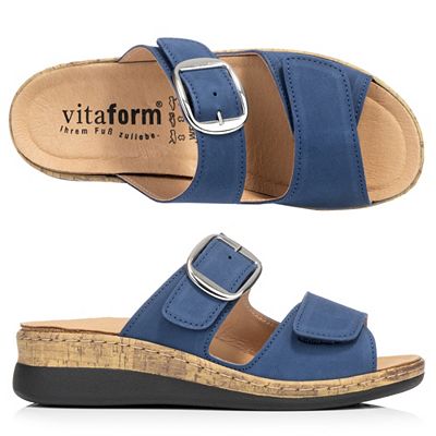 Thumbnail - VITAFORM Damen- Pantolette echt Leder große Schnalle Sohle Greta