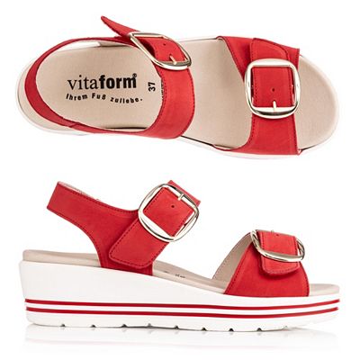 VITAFORM Damen- Sandalette Softnubuk 2 große Schnallen Sohle Valeria