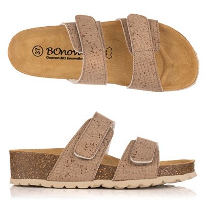 BONOVA Damen-Pantolette Klettverschluss Keilabsatz ca. 3,5cm Super-Soft-Fußbett