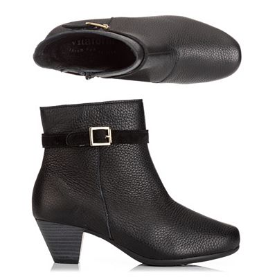 VITAFORM Damen-Stiefelette Hirschleder Samtziege Zierriemen Sohle Lella