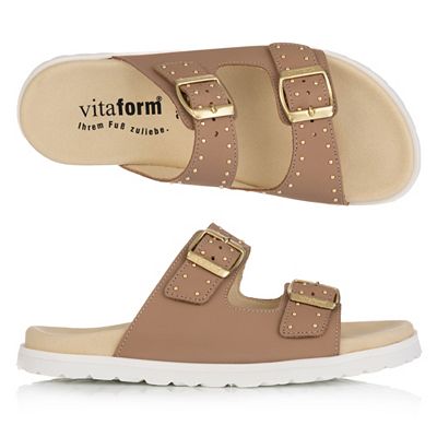 VITAFORM Damen- Pantolette Nappaleder Nieten Tieffußbett