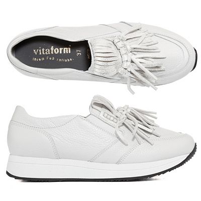 VITAFORM Damenslipper Hirschleder Fransendetails