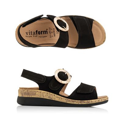 VITAFORM Damen- Sandalette Softnubuk Zierschnalle Sohle Greta