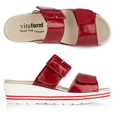 VITAFORM Damen-Pantolette Lackleder 2 Klettverschlüsse Sohle Valeria