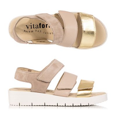 Thumbnail - VITAFORM Damen-Sandalette echt Leder 3 Klettverschlüsse Sohle Lana