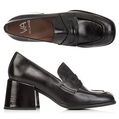 VIA MILANO Damen-Pump echt Leder Schnallen-Detail Absatz ca. 6cm