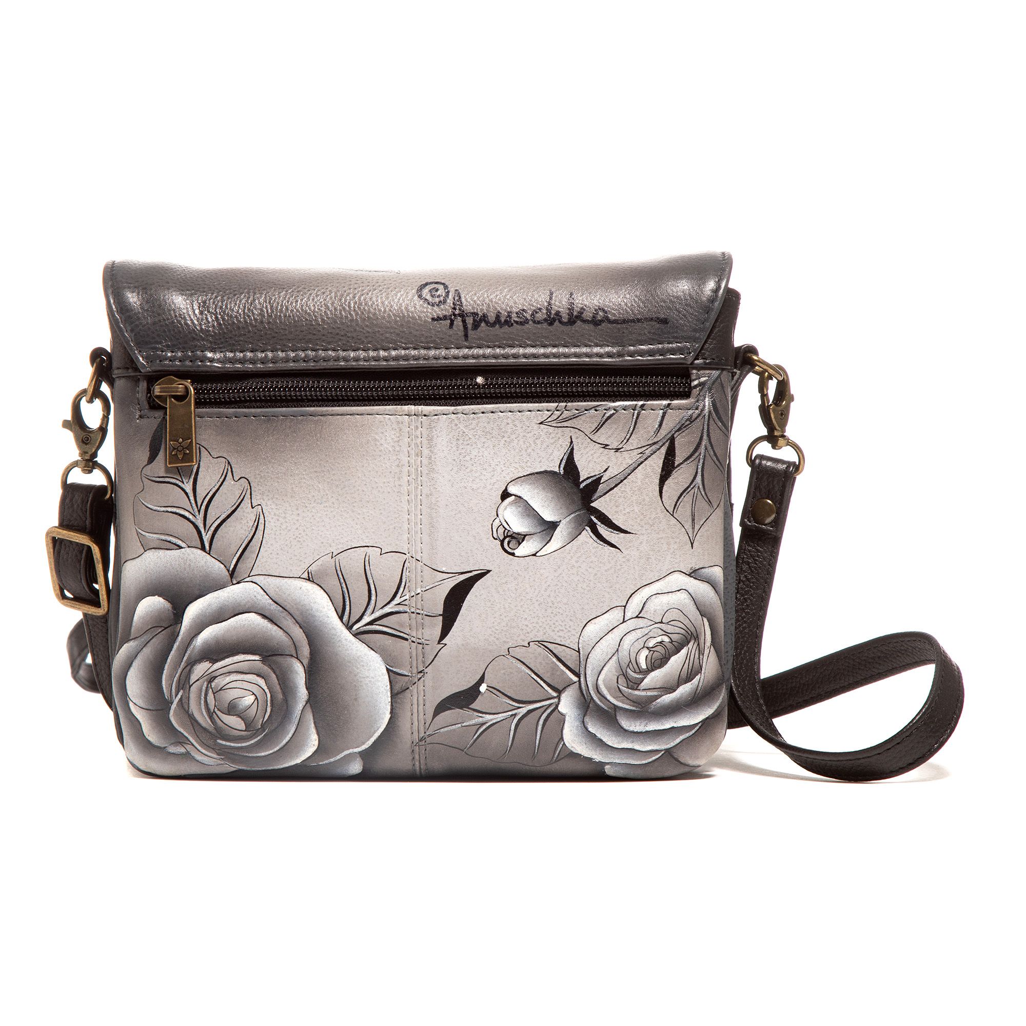 ANUSCHKA Umhängetasche echt Leder Überschlag handbemalt QVC.de