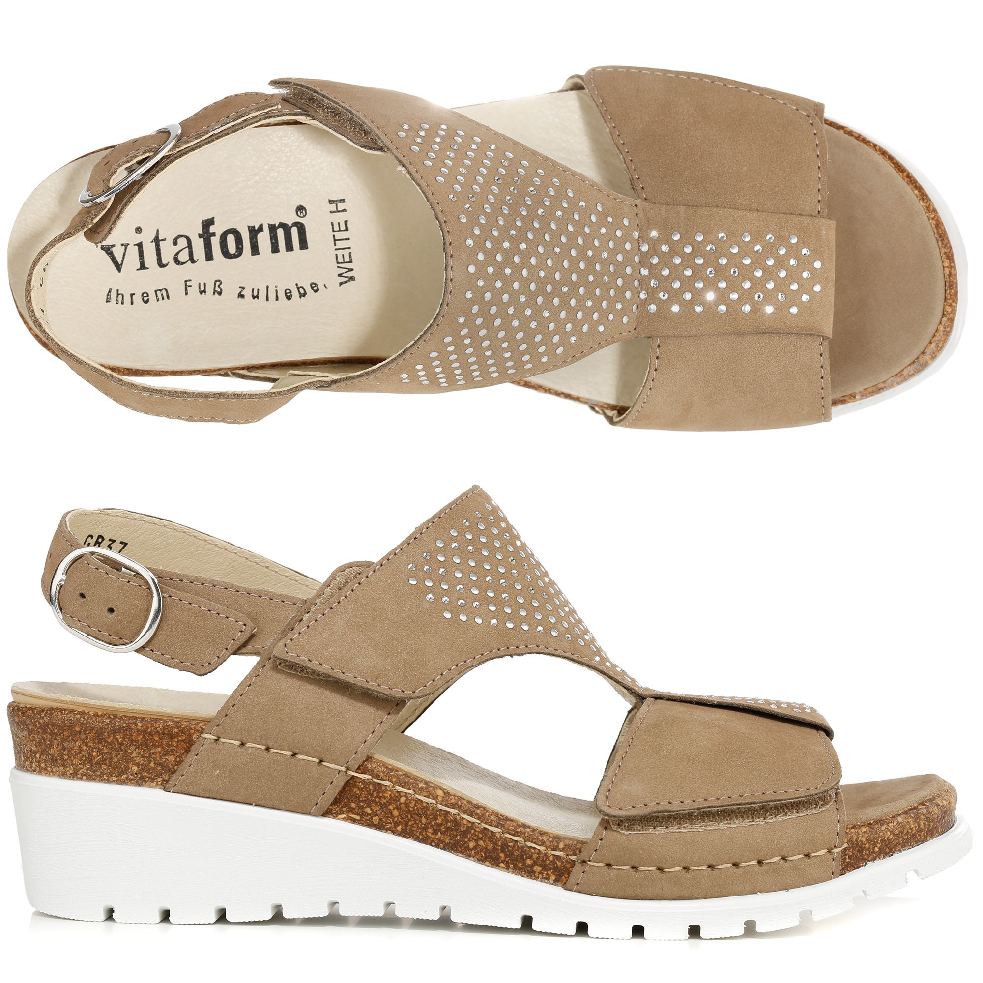 Sandales En Cuir NATURFORM - Taille 39 EU (US 8-8.5) - Velcro - Fabriqué En Allemagne - Occasion Bon état