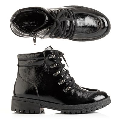 VITAFORM Damen-Stiefelette Knautschlackleder Mokassinnaht rutschhemmende Sohle