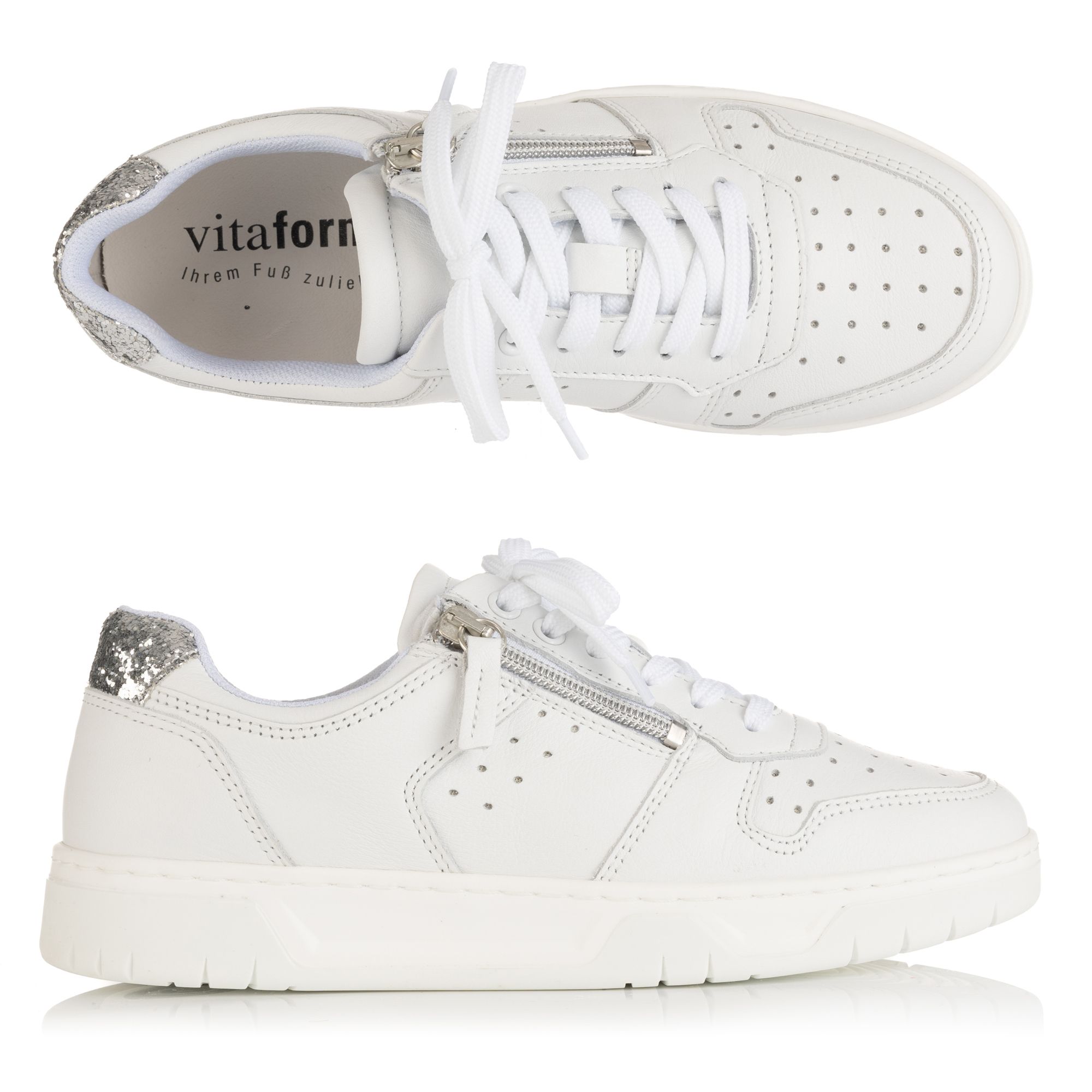 VITAFORM Damen-Sneaker Softnappaleder Glitzerferse Sohle Marla