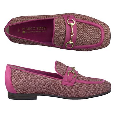 MARCO TOZZI Damen-Mokassin Materialmix Zierdetail Blockabsatz