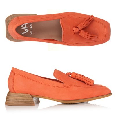 VIA MILANO Damen-Slipper echt Leder Accessoire vorne Absatz ca. 2,5cm