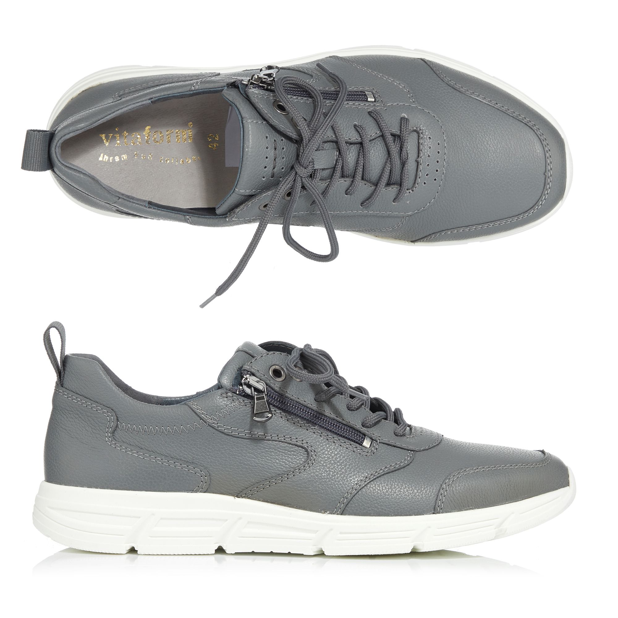 VITAFORM Herren- Sneaker Softnappaleder Reißverschluss Sohle rutschhemmend