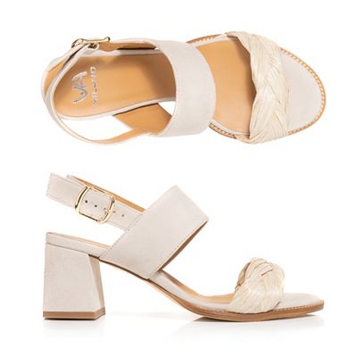 VIA MILANO Damen-Sandalette Echt Leder verstellbarer Riemen bezogener Absatz