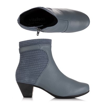 VITAFORM Damen-Stiefelette Hirschleder/ Velours Krokoprägung Sohle Lella