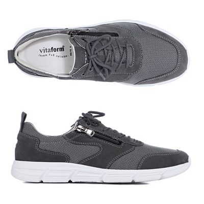 VITAFORM Herren-Sneaker Leder & Mesh Reißverschluss weiße Sohle