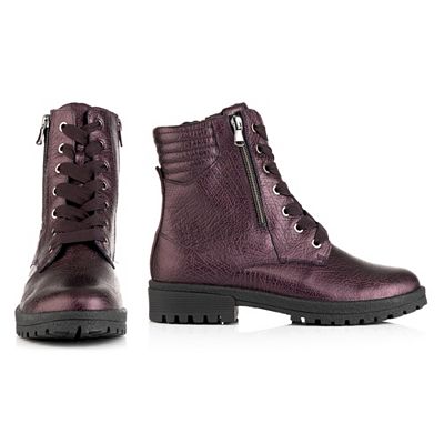 VITAFORM Damen-Stiefelette Leder metallic 2 Reißverschlüsse Sohle Natalie