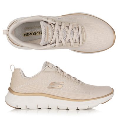 SKECHERS Damen-Sneaker Flex Appeal Elegant Metallic-Mesh Memory Foam