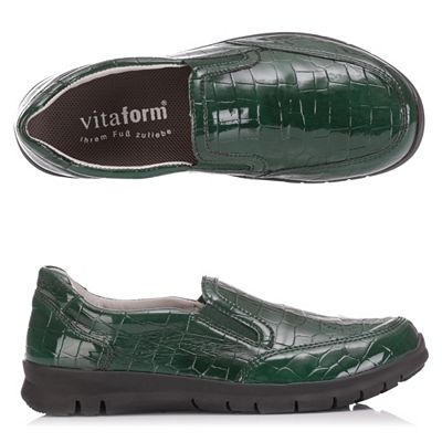 Thumbnail - VITAFORM Damen-Slipper Krokolackoptik Stretchmaterial Sohle Free Run