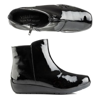 VITAFORM Damen-Stiefelette Lackstretch seitl. Reißverschluss Sohle Hilja