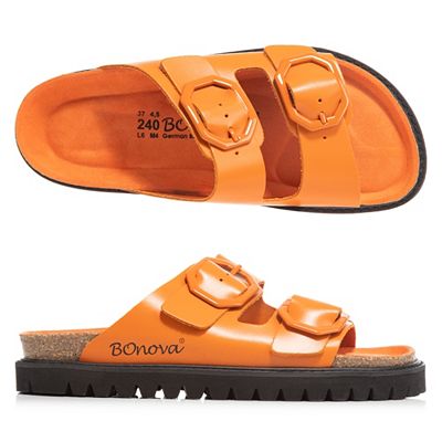 BONOVA Damen-Pantolette Nappaleder 2 verstl. Riemen Super-Soft-Fußbett