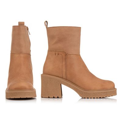 VIA MILANO Damen-Stiefelette echt Leder seitl. Reißverschluss Blockabsatz