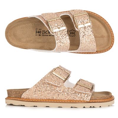 BONOVA Damen-Pantolette Glitzer-Optik 2 verstl. Riemen Super-Soft-Fußbett