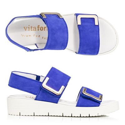 VITAFORM Damen-Sandalette Samtziege Klettverschlüsse Sohle Lana