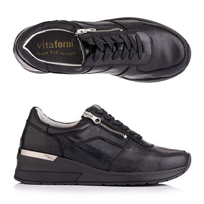 VITAFORM Damen- Sneaker Leder metallic Reißverschluss Sohle Nina