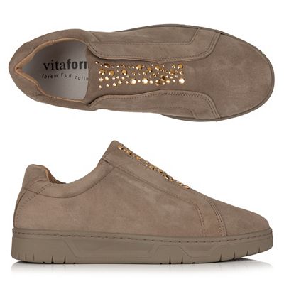 VITAFORM Damen- Slipper Samtziege Nieten Sohle Marla
