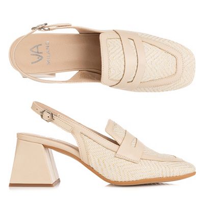 VIA MILANO Damen-Sandalette Materialmix Schnallenverschluss Absatz ca. 5cm