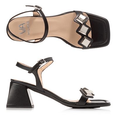 VIA MILANO Damen-Sandalette echt Leder Schnallenverschluss Absatz ca. 4,5cm