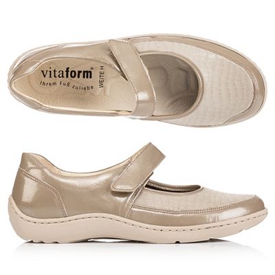 VITAFORM Damen Mary-Jane Leder/ Stretch Klettverschluss Handnahtsohle
