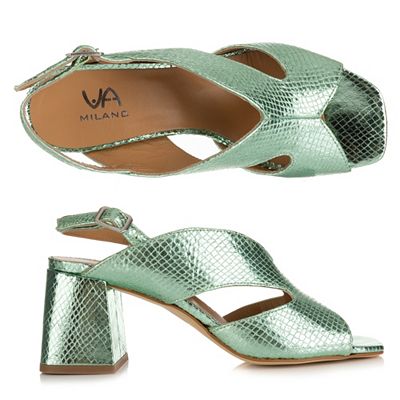 VIA MILANO Damen-Sandalette echt Leder Schlangen-Optik Absatz ca. 7cm