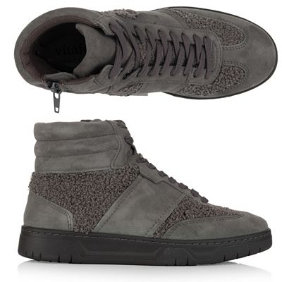 VITAFORM Damen-HIghtopsneaker Leder/Teddyfell Reißverschluss Sohle Marla