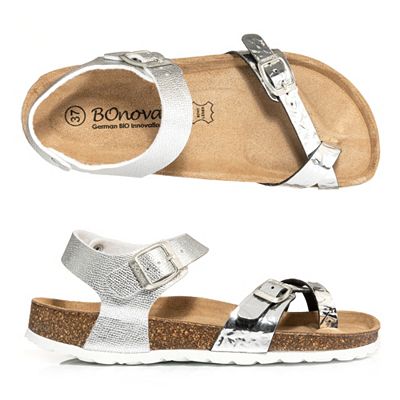 Thumbnail - BONOVA Damen-Pantolette Metallic-Optik verstel. Riemen Super-Soft-Fußbett