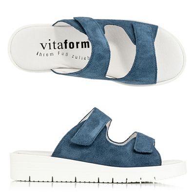 Thumbnail - VITAFORM Damen-Pantolette Veloursleder 2 Klettverschlüsse Sohle Lana