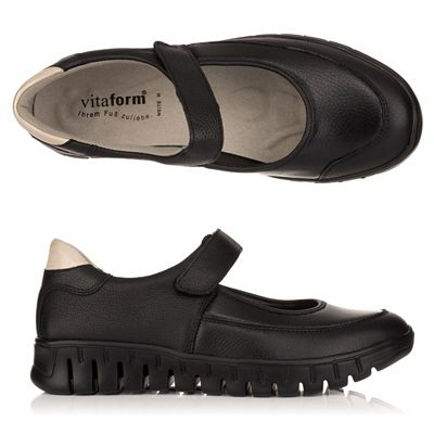 VITAFORM Mary- Jane- Ballerina Leder/ Stretch Klettverschluss Leichtsohle
