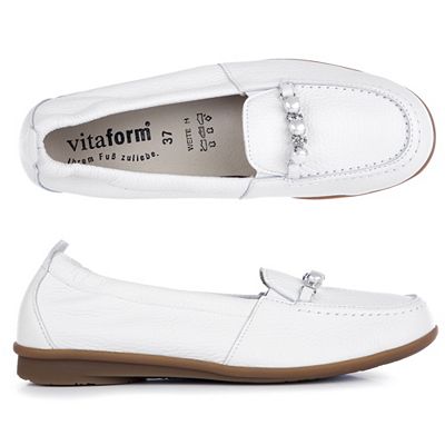 Thumbnail - VITAFORM Damen-Slipper Hirschleder Trense mit Perlen Shock-Absorber