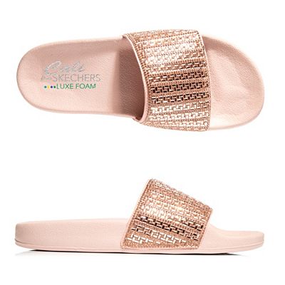 SKECHERS Damen-Pantolette Cali Pop Ups Strassverzierung Luxe Foam Fußbett