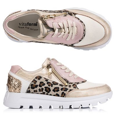 VITAFORM Damen- Sneaker Materialmix Reißverschluss Profilsohle