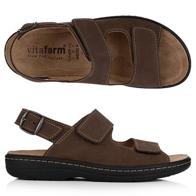 VITAFORM Herren- Sandale Nubukleder 2 Klettverschlüsse Kontrastnaht