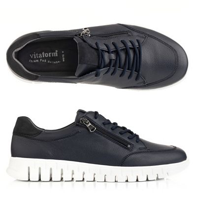 VITAFORM Herren- Sneaker Nappaleder Reißverschluss Leichtsohle