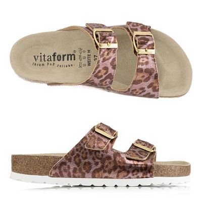 VITAFORM Damen-Pantolette Metallic 2 Schnaller Tieffußbett