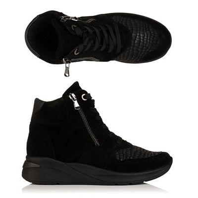 VITAFORM Damen-Hightopsneaker Veloursleder Stretchmaterial 2 Reißverschlüsse