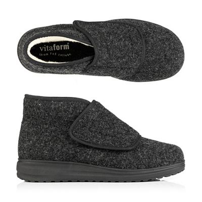 VITAFORM Damen-Hausschuh Filzmaterial Klettverschluss Keilsohle