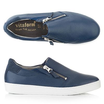 VITAFORM Damen-Sneaker Hirschleder 2 Reißverschlüsse Sohle Stella