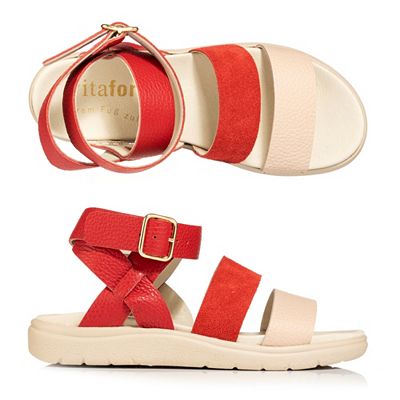 VITAFORM Damen-Sandalette Nappaleder & Veloursleder Sohle Linn